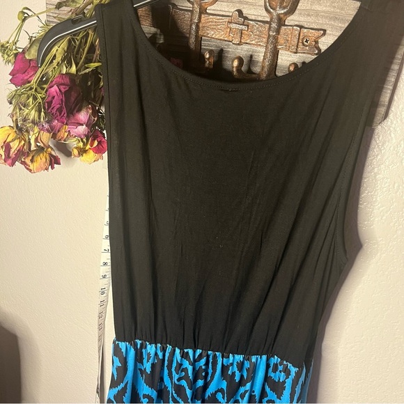 Ours | Blue and black maxi dress, patterned skirt. Small. Can fit medium. - Picture 3 of 7
